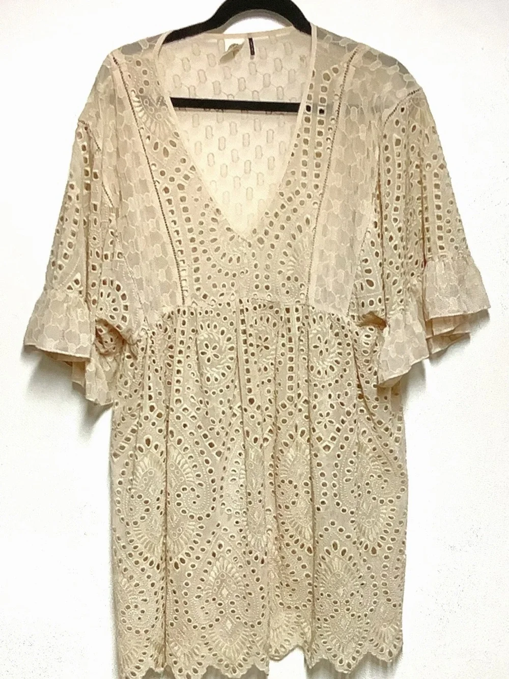 New Anthropologie Akemi+Kin Eyelet Blush Pink Swing Babydoll Style Dress Sz 4 - Picture 5 of 8